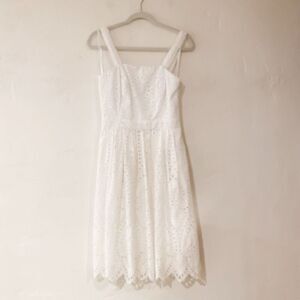 Vineyard Vines Removable Straps Eyelet Midi Cotton Dress in White Size 2